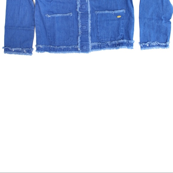 Tommy Girls Open Hem Frayed Magnetic Button Denim Jean Jacket M (8-10) NWT - Picture 5 of 11